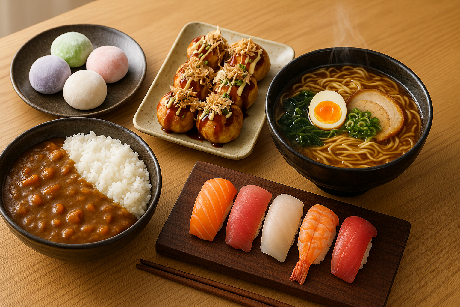 5 Addictive Japanese Foods: A Delicious Journey Through Mochi, Takoyaki, Curry, Ramen, and Sushi